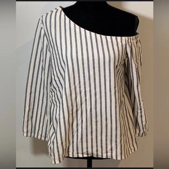 Banana Republic Women's Medium Top One Shoulder Beachy Nautical Vacation Breezy - Picture 1 of 11